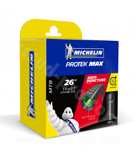 CHAMBRE A AIR VELO 26" x 1.90 A 2.30 MICHELIN C4 PROTEK MAX SCHRADER VS 35mm 330g (47/58-559) (BOITE)