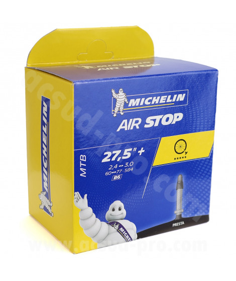 CHAMBRE A AIR VELO 27.5" x 2.45 A 3.00 MICHELIN B6 PRESTA VP 48mm (62/77-584) (BOITE) (Remplace la reférence S817018)
