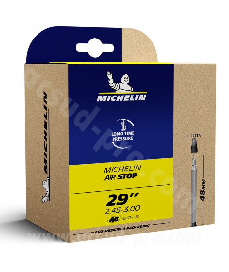 CHAMBRE A AIR VELO 29" x 2.45- 3.00 MICHELIN A6 PRESTA VP 48MM 363G (62/77-622) (BOITE) - Remplace la réference S817015