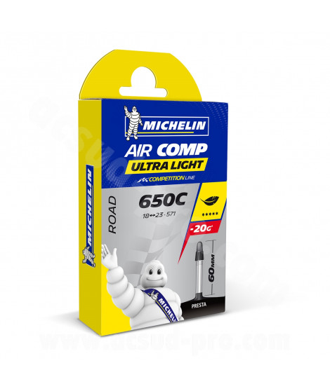 CHAMBRE A AIR VELO 650 x 18 A 23 MICHELIN B1 ULTRA LIGHT PRESTA VP 60MM 72G (18/23-571) (BOITE)