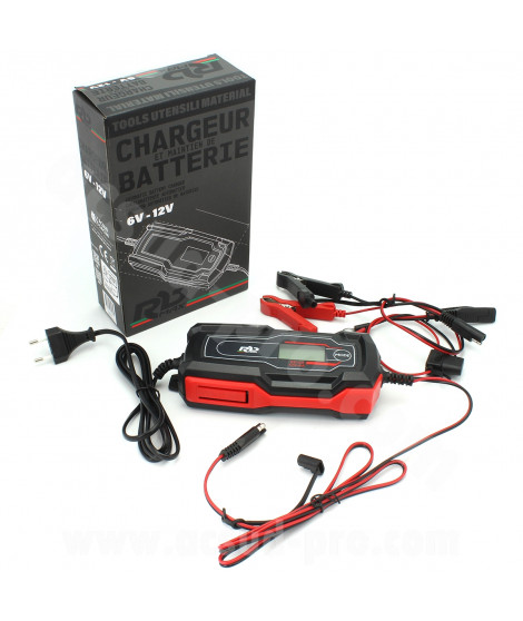 CHARGEUR ET MAINTIEN DE BATTERIE  6-12V 4A POUR BATTERIE STD. AGM/SLA. LIFePO4. GEL ( livrée avec cordon permanent )