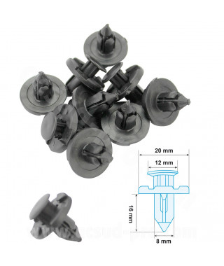 CLIPS DE CARROSSERIE MOTO / MAXISCOOTER  (20 X 12 X 16 X 8) MODELE C (SACHET DE 10 PIECES)