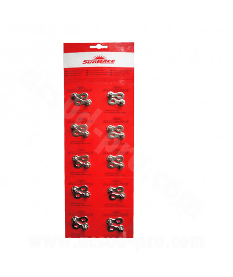 CONNECTEUR CHAINE VELO 10V. SUNRACE (BLISTER DE 10) (ATTACHE RAPIDE)