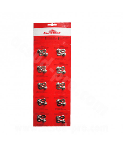 CONNECTEUR CHAINE VELO 7/8V.  SUNRACE (BLISTER DE 10) (ATTACHE RAPIDE)