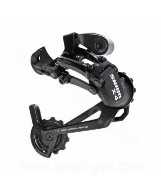 DERAILLEUR ARRIERE 7/ 8V. VTT SRAM X4 CHAPE LONGUE NOIR