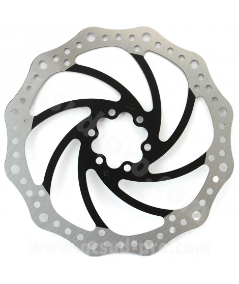 DISQUE FREIN VELO LB-R6 Ø180mm 6 TROUS ARGENT/NOIR TYPE GALFER R6