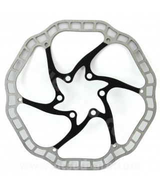 DISQUE FREIN VELO LB-R7 Ø160mm 6 TROUS ARGENT/NOIR TYPE GALFER R7