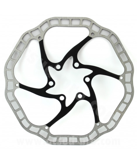 DISQUE FREIN VELO LB-R7 Ø160mm 6 TROUS ARGENT/NOIR TYPE GALFER R7