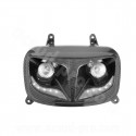 DOUBLE OPTIQUE TNT 2 LAMPES HALOGENE + LEDS BLANCHE EYELIGHT ADAPT. YAMAHA BOOSTER (à partir de) 2004  IMITATION CARBONE *