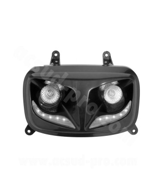 DOUBLE OPTIQUE TNT 2 LAMPES HALOGENE + LEDS BLANCHE EYELIGHT ADAPT. YAMAHA BOOSTER (à partir de) 2004  NOIR *