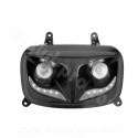 DOUBLE OPTIQUE TNT 2 LAMPES HALOGENE + LEDS BLANCHE EYELIGHT ADAPT. YAMAHA BOOSTER (à partir de) 2004  NOIR *