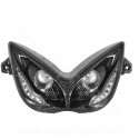 DOUBLE OPTIQUE TNT 2 LAMPES HALOGENE + LEDS BLANCHE EYELIGHT ADAPT. YAMAHA NITRO / AEROX IMITATION CARBONE  *