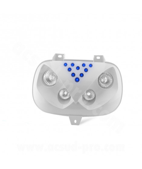 DOUBLE OPTIQUE TNT 4 LAMPES HALOGENE + LEDS ADAPT. MBK 50 BOOSTER 1999-2003 / YAMAHA 50 BWS 1999-2003 BLANC *