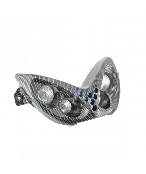DOUBLE OPTIQUE TNT 4 LAMPES HALOGENE + LEDS BLEU ADAPT. YAMAHA NITRO / AEROX IMIT CARBONE *