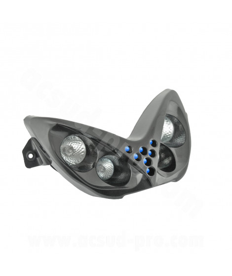 DOUBLE OPTIQUE TNT 4 LAMPES HALOGENE + LEDS BLEU ADAPT. YAMAHA NITRO / AEROX NOIR  *