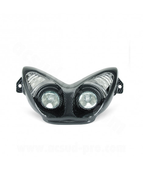 DOUBLE OPTIQUE TNT AVEC CLIGNOTANT LEDS ADAPT. YAMAHA NITRO / AEROX IMIT CARBONE *