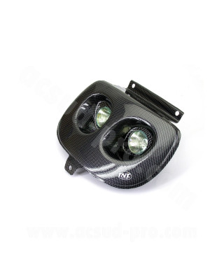 DOUBLE OPTIQUE TNT HALOGENE ADAPT. MBK 50 BOOSTER 1999-2003 / YAMAHA 50 BWS 1999-2003  IMIT CARBONE *
