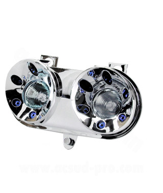 DOUBLE OPTIQUE TNT HALOGENE SPACE ADAPT. YAMAHA ROCKET CHROME / BLEU *