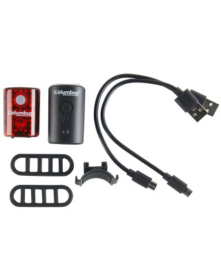 ECLAIRAGE VELO AVANT ET ARRIERE USB COLUMBUS (SET - LA PAIRE)