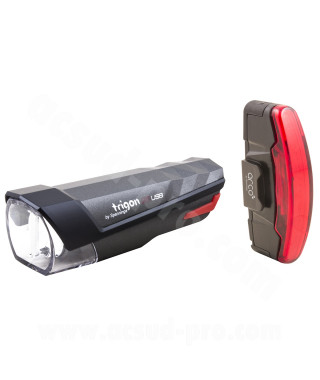 ECLAIRAGE VELO AVANT ET ARRIERE USB SPANNINGA TRIGON 25 ET ARCO (SET - LA PAIRE)