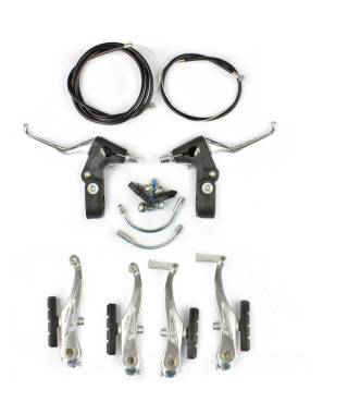 ENSEMBLE COMPLET FREIN V-BRAKE WTP AVANT ET ARRIERE ALU + NYLON COMPOSITE  (LEVIERS/ETRIERS/COUDES)