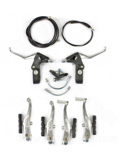 ENSEMBLE COMPLET FREIN V-BRAKE WTP AVANT ET ARRIERE ALU + NYLON COMPOSITE  (LEVIERS/ETRIERS/COUDES)