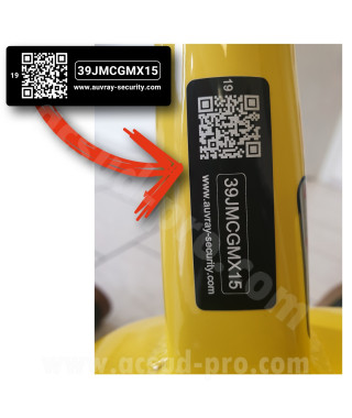 ETIQUETTE D'IDENTIFICATION VELO AUVRAY AVEC QR CODE (VENDU PAR 20)