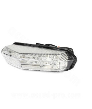 FEU ARRIERE  A DIODES CLIGNOTANT INTEGRES ADAPT. DERBI SENDA TRANSPARENT ( HOMOLOGUE CE )