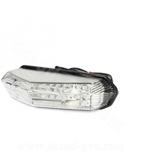 FEU ARRIERE  A DIODES CLIGNOTANT INTEGRES ADAPT. DERBI SENDA TRANSPARENT ( HOMOLOGUE CE )