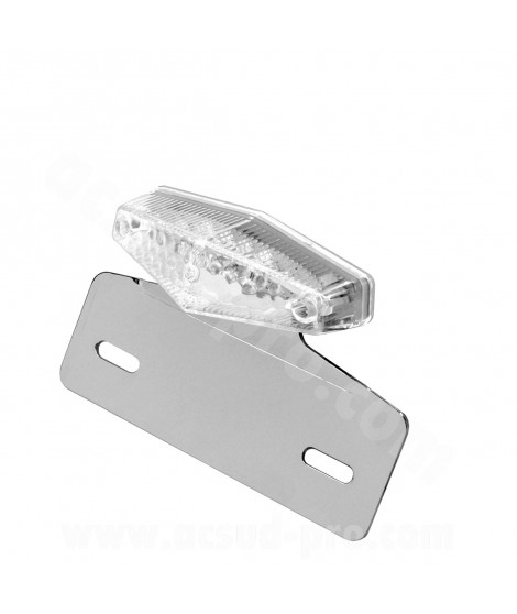 FEU ARRIERE DIAMANT TRANSPARENT + SUPPORT PLAQUE HOMOLOGUE