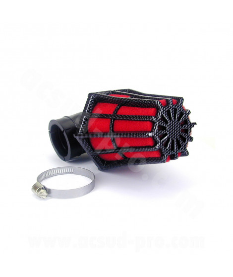 FILTRE A AIR CARENZI R 90° Ø35/28 CARBONE/ROUGE