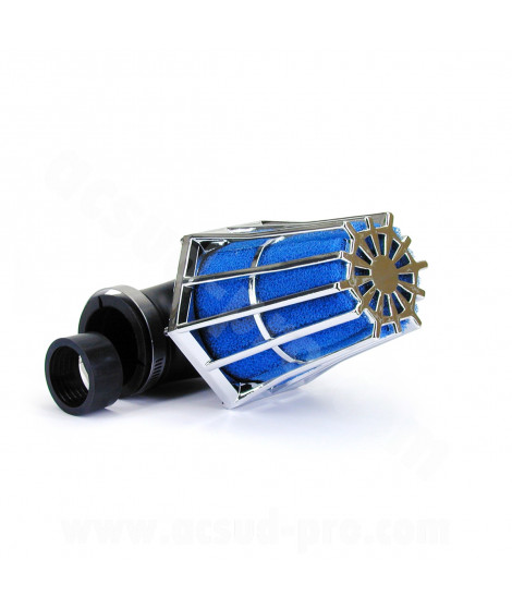 FILTRE A AIR CARENZI R 90° Ø35/28 CHROME/BLEU