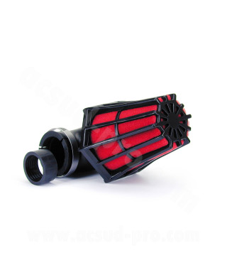 FILTRE A AIR CARENZI R 90° Ø35/28 NOIR/ROUGE
