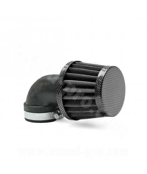 FILTRE A AIR TNT TYPE KN SMALL COUDE Ø28/35 IMITATION CARBONE