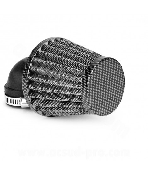FILTRE A AIR TYPE KN COUDE Ø28/35 IMITATION CARBONE