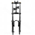 FOURCHE CYCLOMOTEUR EBR ADAPT. PEUGEOT 103 - MBK 51 AVEC STABILISATEUR RENFORCE + REGLAGE PRECHARGE RESSORT NOIR
