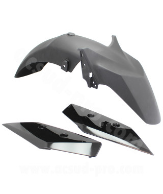 GARDE BOUE AVANT ADAPT. YAMAHA XMAX 125cc 2018-19  / 300CC 2017-2019  / 400CC 2018-2019  NOIR BRILLANT  (3 PIECES)