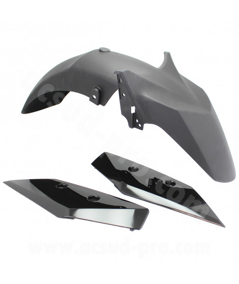 GARDE BOUE AVANT ADAPT. YAMAHA XMAX 125cc 2018-19  / 300CC 2017-2019  / 400CC 2018-2019  NOIR BRILLANT  (3 PIECES)