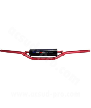 GUIDON MOTO CROSS / MECABOITE CARENZI EVO AVEC MOUSSE Ø22MM  (L : 810MM / H : 50mm) ROUGE