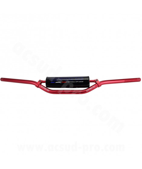 GUIDON MOTO CROSS / MECABOITE CARENZI EVO AVEC MOUSSE Ø22MM  (L : 810MM / H : 50mm) ROUGE