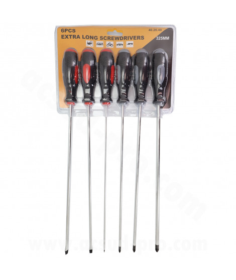 JEU DE 6  TOURNEVIS LONG 325mm MAGNETIQUE
