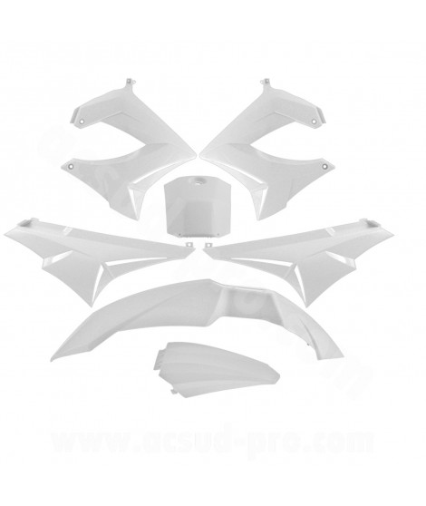 KIT CARROSSERIE ADAPT. DERBI SENDA DRD / XTREM 2000-2011 BLANC (7 PIECES)