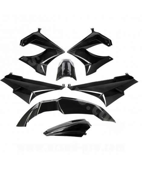 KIT CARROSSERIE ADAPT. DERBI SENDA DRD / XTREM 2000-2011 NOIR (7 PIECES)
