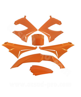 KIT CARROSSERIE ADAPT. DERBI SENDA DRD / XTREM 2000-2011  ORANGE (7 PIECES)