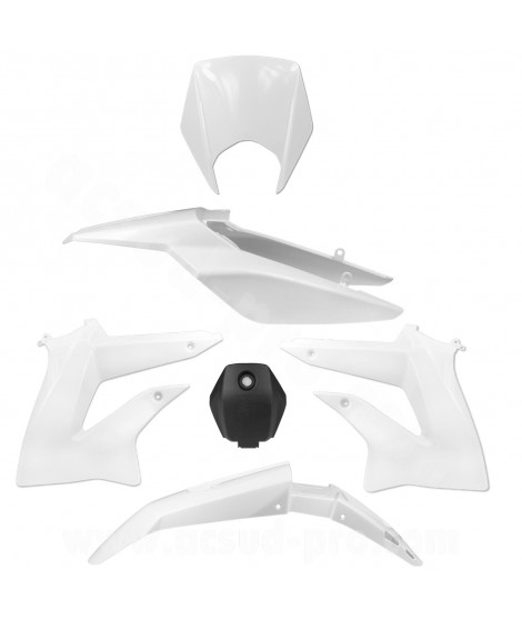 KIT CARROSSERIE ADAPT. DERBI SENDA DRD XTREME (2010-2015) BLANC (6 PIECES)