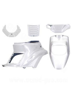 KIT CARROSSERIE ADAPT. MBK 50 BOOSTER 1999-2003 / YAMAHA 50 BWS 1999-2003  BLANC METAL (5 PIECES)