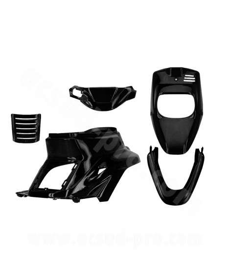 KIT CARROSSERIE ADAPT. MBK 50 BOOSTER 1999-2003 / YAMAHA 50 BWS 1999-2003 NOIR MAT (5 PIECES)