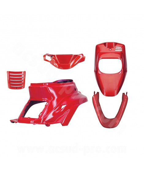 KIT CARROSSERIE ADAPT. MBK 50 BOOSTER 1999-2003 / YAMAHA 50 BWS 1999-2003 ROUGE SCUDERIA (5 PIECES)