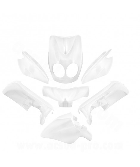 KIT CARROSSERIE ADAPT. MBK 50 OVETTO 2008-2010 /  YAMAHA 50 NEOS 2008-2010  BLANC 2T ET 4T (7 PIECES)