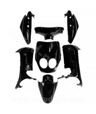 KIT CARROSSERIE ADAPT. MBK 50 OVETTO 2008-2010 /  YAMAHA 50 NEOS 2008-2010  NOIR BRILLANT (7 PIECES)